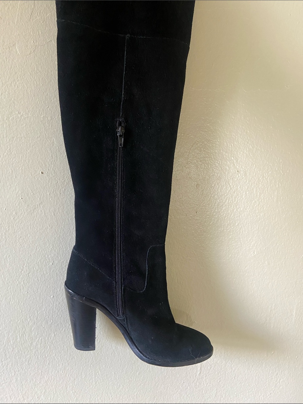 Vince Camuto Black Suede Over-the-Knee Heeled Boots